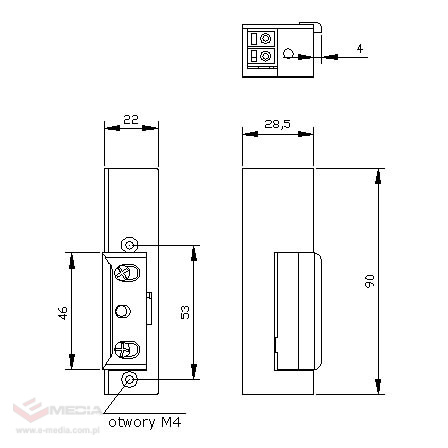 Zaczep elektromagnetyczny R-3 z blokadą lewy 12V