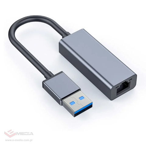 Adapter Karta sieciowa USB 3.0 na gniazdo RJ45 1000 Mbp LED szary