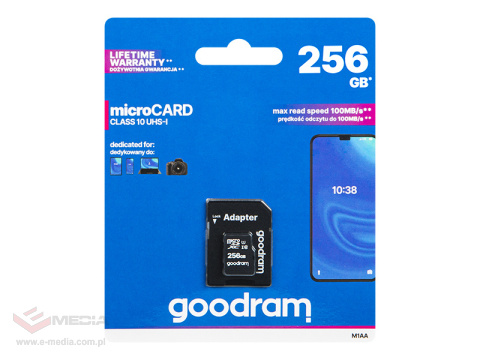 Karta microSDXC 256GB + adapter SD CL10 GOODRAM UHS-I