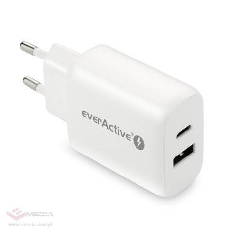 Ładowarka sieciowa everActive SC-370Q USB QC 3.0 oraz USB-C PD PPS 25W