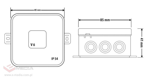 Puszka natynkowa 85x85x41 IP54 biała Viplast V6