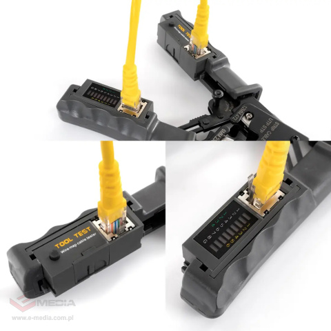 Zaciskarka do RJ45, RJ11, RJ12 z testerem LAN