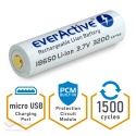 everActive 18650 3,7 V Li-Ion 3200mAh Micro-USB-Akku mit BOX-Schutz