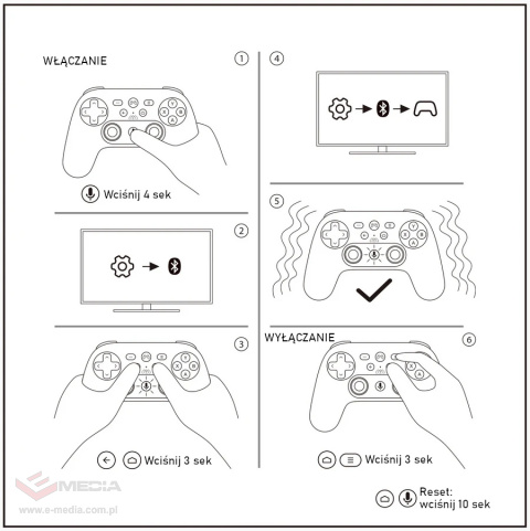 Bezprzewodowy kontroler do gier Bluetooth Homatics Gamepad biały