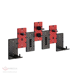 Black and red gaming wall board with holders for Spacetronik Holdee SPB-157R controllers