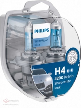 H4 Philips White Vision ultra car bulb - 2 pieces