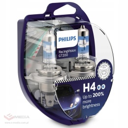 H4 Philips Racing Vision GT car bulbs +200% - 2 pieces