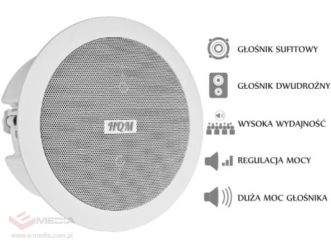 GŁOŚNIK SUFITOWY PA HQM-SOZ1625 16W 100V BIAŁY