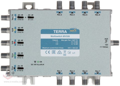 MULTISWITCH MV-508 5 WEJŚĆ / 8 WYJŚĆ TERRA