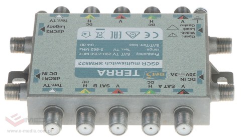 MULTISWITCH PRZELOTOWY UNICABLE I/II SRM-522 5 WEJŚĆ / 5 WYJŚĆ + 2 WYJŚCIA UNICABLE TERRA