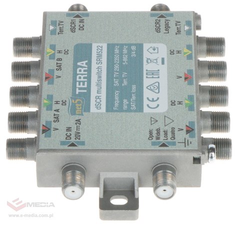 MULTISWITCH PRZELOTOWY UNICABLE I/II SRM-522 5 WEJŚĆ / 5 WYJŚĆ + 2 WYJŚCIA UNICABLE TERRA