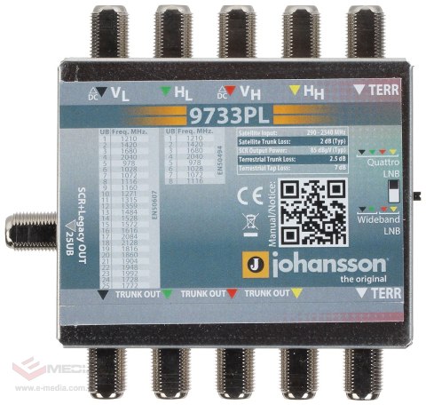 MULTISWITCH UNICABLE I/II MS-9733PL 5 WEJŚĆ / 5 WYJŚĆ + 1 WYJŚCIE UNICABLE JOHANSSON