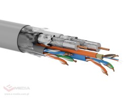 Multi-kabel Q-LANTEC Multimedia 2 x U/UTP kat.5E + 2 x RG6 + 2 x FO G657A1, LSOH, szary 500m