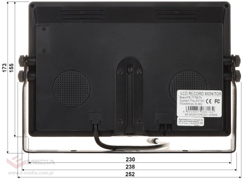 MONITOR SAMOCHODOWY ATE-TFT09-T4 9 " AUTONE