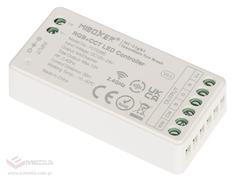 STEROWNIK OŚWIETLENIA LED LED-RGBW-WC/RF 2.4 GHz, RGBCCT (RGBWW) 12 ... 24 V DC MiBOXER / Mi-Light