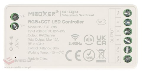 STEROWNIK OŚWIETLENIA LED LED-RGBW-WC/RF 2.4 GHz, RGBCCT (RGBWW) 12 ... 24 V DC MiBOXER / Mi-Light