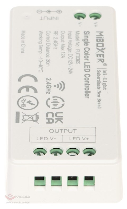 STEROWNIK OŚWIETLENIA LED LED-W-WC/RF 2.4 GHz, MONO 12 ... 24 V DC MiBOXER / Mi-Light