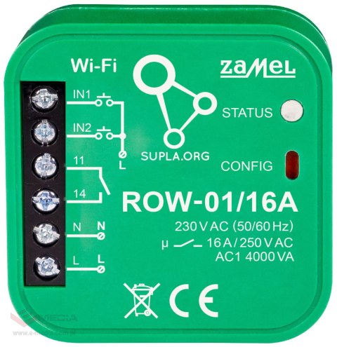 INTELIGENTNY PRZEŁĄCZNIK ROW-01/16A Wi-Fi 230 V AC ZAMEL