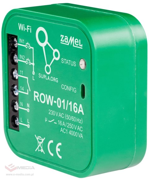 INTELIGENTNY PRZEŁĄCZNIK ROW-01/16A Wi-Fi 230 V AC ZAMEL