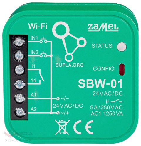 INTELIGENTNY STEROWNIK BRAM I DRZWI SBW-01 Wi-Fi, SUPLA 24 V AC/DC ZAMEL