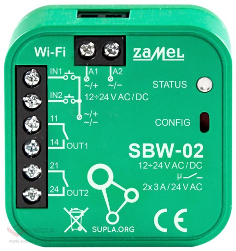 INTELIGENTNY STEROWNIK BRAM I DRZWI SBW-02 Wi-Fi, 12 ... 24 V AC/DC ZAMEL