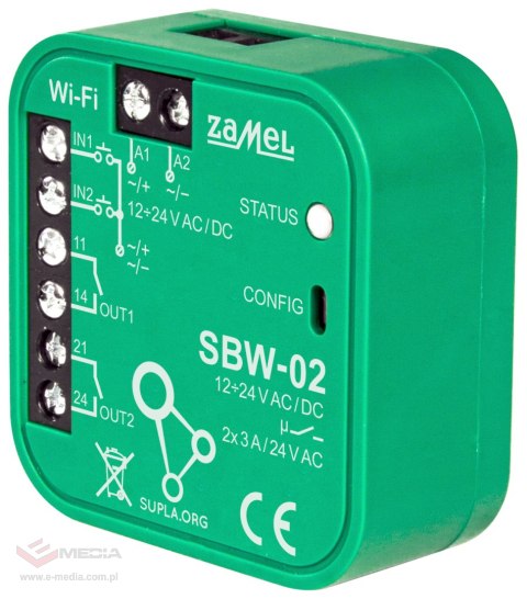 INTELIGENTNY STEROWNIK BRAM I DRZWI SBW-02 Wi-Fi, 12 ... 24 V AC/DC ZAMEL