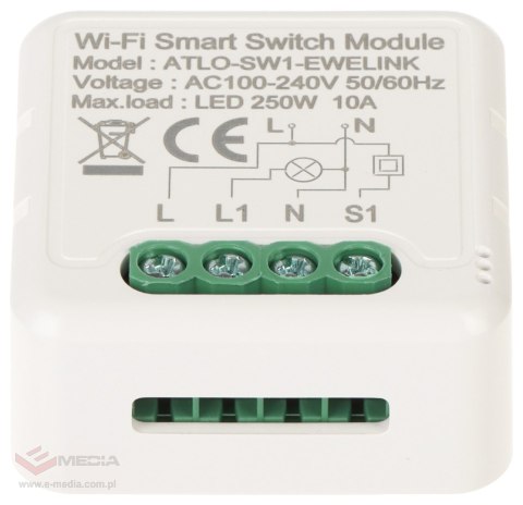 INTELIGENTNY STEROWNIK OŚWIETLENIA LED ATLO-SW1-EWELINK Wi-Fi, eWeLink