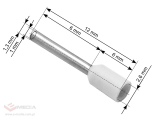 Konektor izolowany tulejka 0,5/6 biała 100 szt.