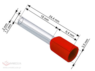 Konektor izolowany tulejka 1,5/18 czerwona 100 szt.