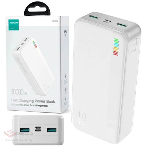 Powerbank Joyroom Dazzling Series JR-T018 30000mAh 12W 2.4A 2x USB-A biały