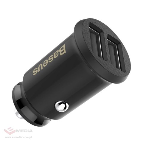 Mini ładowarka Baseus Grain Car Charger CCALL-ML01 samochodowa 2x USB-A 3.1A - czarna