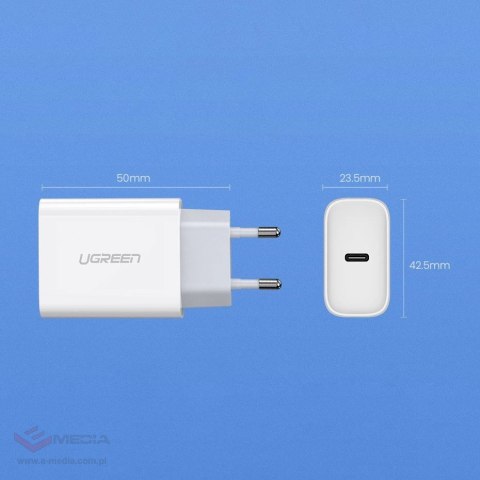 Ugreen ładowarka sieciowa USB Power Delivery 3.0 Quick Charge 4.0+ 20W 3A biały (60450)