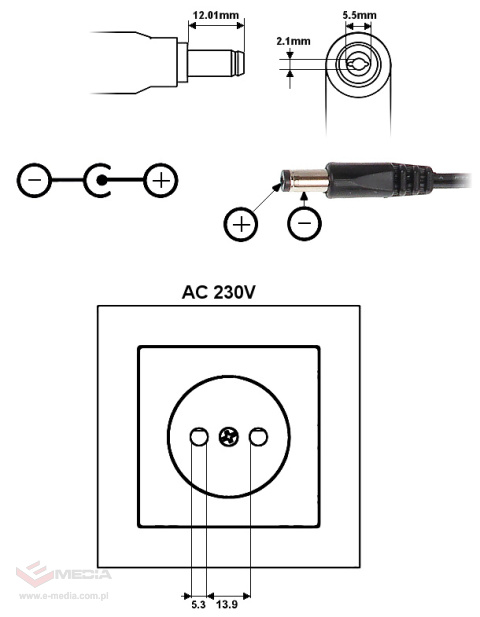 Switching power supply 12V/1A/5.5