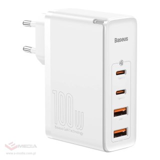 Baseus GaN2 Pro szybka ładowarka sieciowa 100W USB / USB Typ C Quick Charge 4+ Power Delivery biały (CCGAN2P-L02)