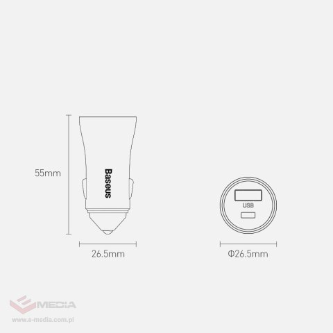 Baseus Golden Contactor Pro szybka ładowarka samochodowa USB Typ C / USB 40 W Power Delivery 3.0 Quick Charge 4+ SCP FCP AFC + k