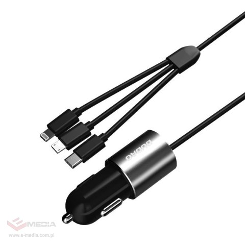 Dudao 3w1 ładowarka samochodowa USB 3,4 A wbudowany kabel Lightning / USB Typ C / micro USB czarny (R5ProN black)