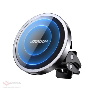 Joyroom samochodowy uchwyt magnetyczny bezprzewodowa indukcyjna ładowarka Qi 15 W (kompatybilna z MagSafe do iPhone) czarny (JR-
