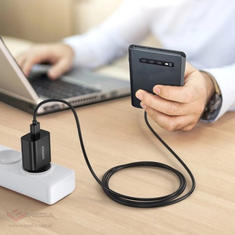 Ładowarka sieciowa Choetech Q5003 USB-A 18W 3A QC 3.0 + kabel USB-A - USB-C 1m - czarna