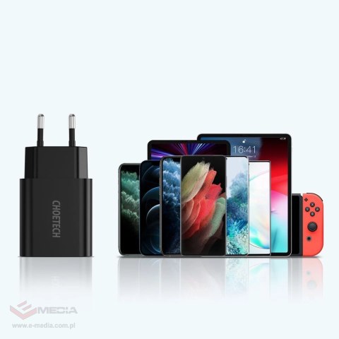 Ładowarka sieciowa Choetech Q5003 USB-A 18W 3A QC 3.0 + kabel USB-A - USB-C 1m - czarna