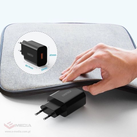 Ładowarka sieciowa Choetech Q5003 USB-A 18W 3A QC 3.0 + kabel USB-A - USB-C 1m - czarna