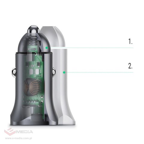 Ugreen ładowarka samochodowa USB Typ C / USB 24W Power Delivery Quick Charge szary (30780)