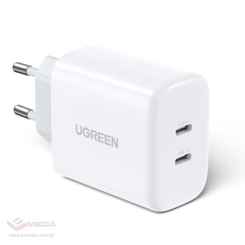 Ugreen ładowarka sieciowa 2x USB Typ C 40W Power Delivery biały (10343)