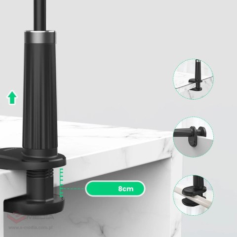 Ugreen uniwersalny uchwyt stojak podstawka na telefon tablet (do 12cm szerokości) statyw lazy holder z elastycznym ramieniem bia