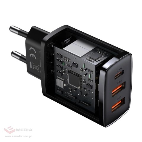 Baseus Compact szybka ładowarka sieciowa 2x USB / USB Typ C 30W 3A Power Delivery Quick Charge czarny (CCXJ-E01)