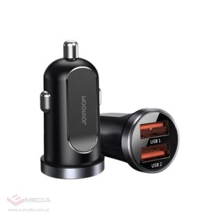 Joyroom C-A09 Mini szybka ładowarka samochodowa 2x USB 30W Quick Charge, SCP, PD, AFC czarny