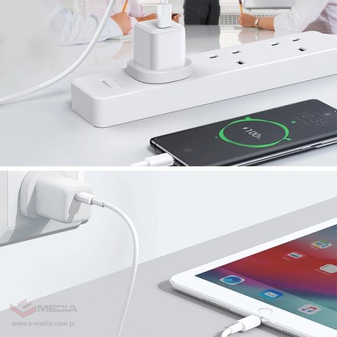 Joyroom ładowarka sieciowa USB Typ C / USB 30W Power Delivery Quick Charge 4,5A (wtyczka UK) biały (L-QP303)