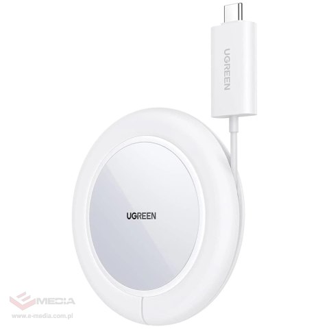 Ładowarka Ugreen CD245 40123 bezprzewodowa Qi / MagSafe 15W z kablem USB-C - biała