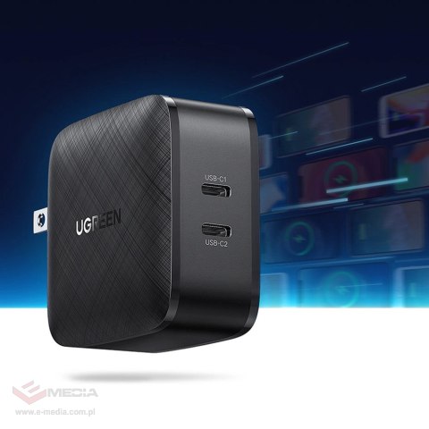 Ugreen ładowarka sieciowa 2x USB Typ C 66W Power Delivery 3.0 Quick Charge 4.0+ czarny (CD216)