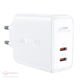 Acefast ładowarka sieciowa GaN USB Typ C 50W, PD, QC 3.0, AFC, FCP biały (A29 white)