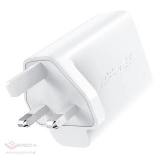 Acefast ładowarka sieciowa GaN (wtyczka UK) 2x USB Typ C 50W, Power Delivery, PPS, Q3 3.0, AFC, FCP czarny (A32 UK)